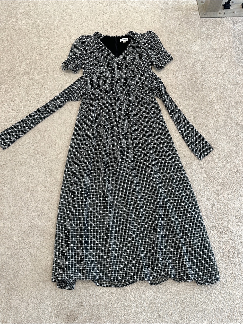 Calvin Klein Black and White Patterned Maxi Dress